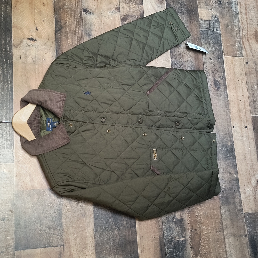 NWT Polo By Ralph Lauren Olive Green Quilted Barn Jacket Kids Sz Med - Picture 13 of 13